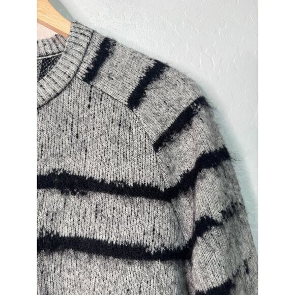 Saint Laurent Paris Unisex Wool Mohair Blend Gray Black Stripe Size Small - Picture 4 of 7